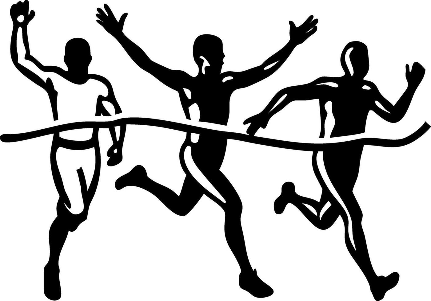 Runners Crossing Finish Line Silhouette for Fitness and Sports Design vector