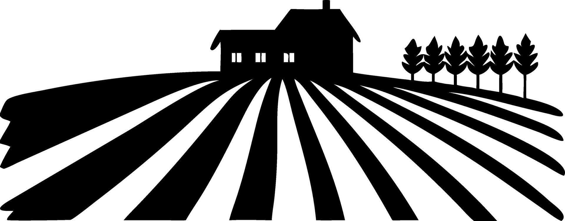 Rural Farm Landscape Silhouette for Agriculture Design Projects and Illustrations vector