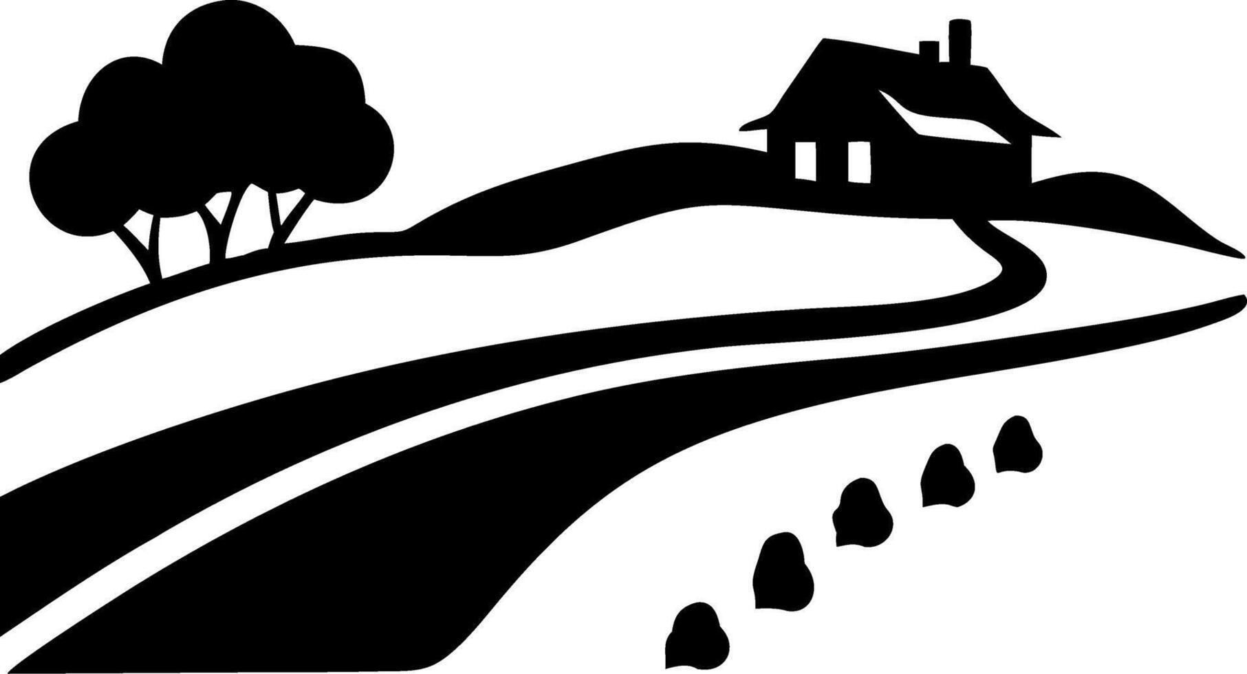 Rural Landscape with House and Trees Illustration for Artwork and Design vector
