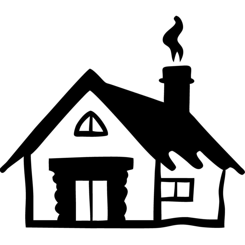 Rustic Log Cabin Silhouette Clipart for Crafts and Decorations vector