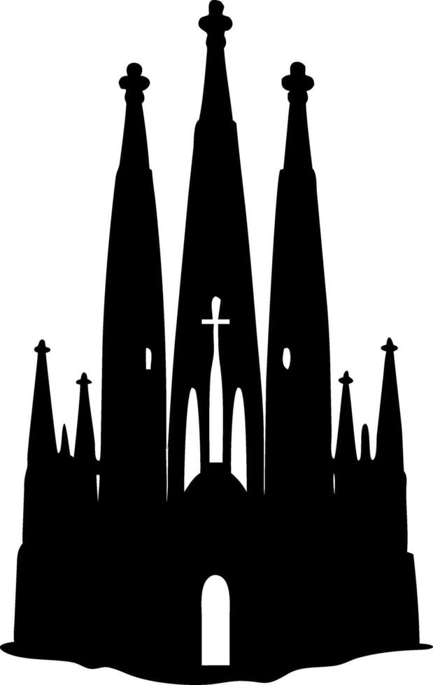Sagrada Familia Silhouette ic Barcelona Landmark Illustration vector