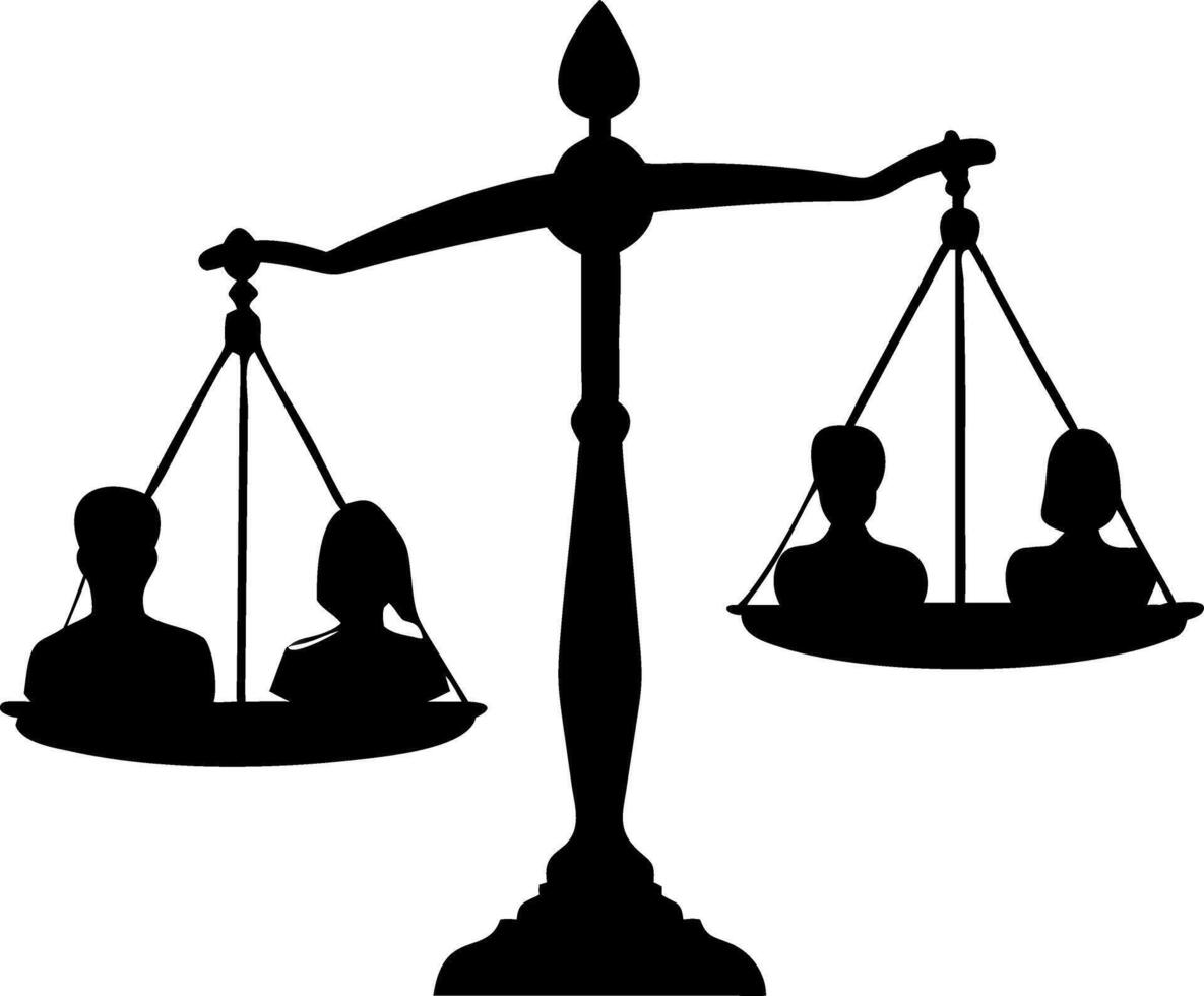 Scales Justice Gender Equality Silhouette Illustration vector
