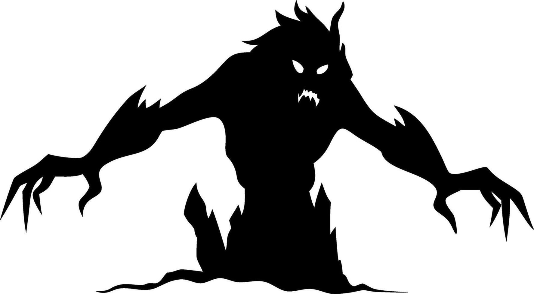 Scary Monster Silhouette Creeping Out of Shadows Spooky Illustration vector