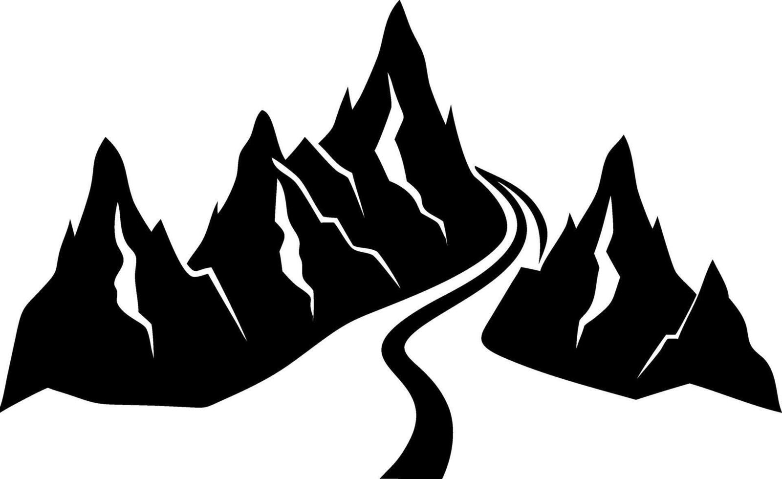 Scenic Mountain Road Silhouette for Creative Designs and Illustrations vector