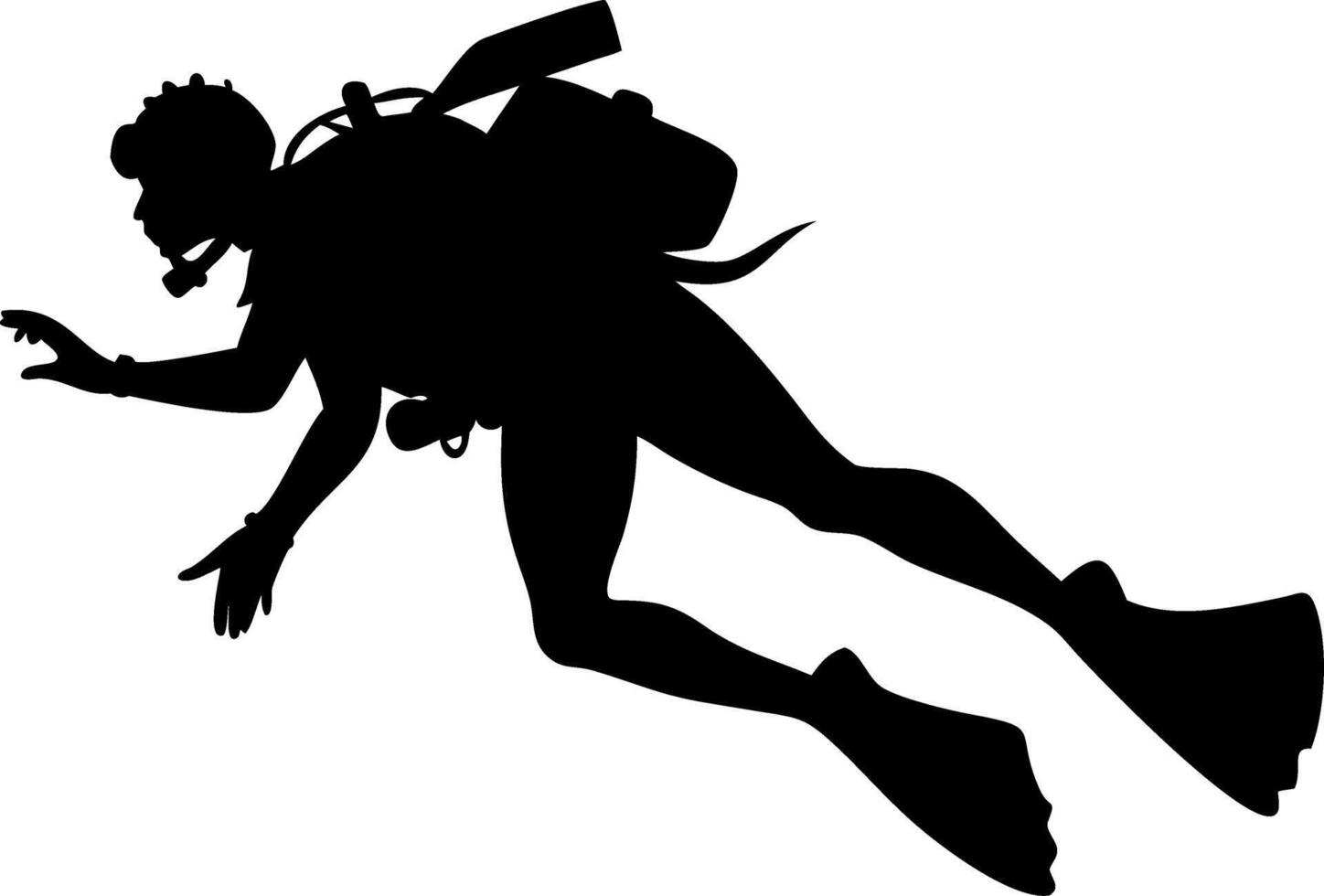 Scuba Diver Silhouette Underwater Adventure for Design and Illustration vector