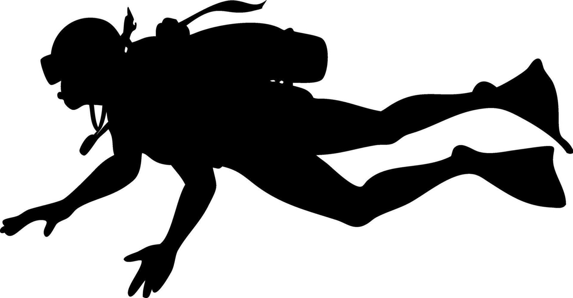 Scuba Diver Silhouette Underwater Adventure for Graphic Design and Tattoo Art vector