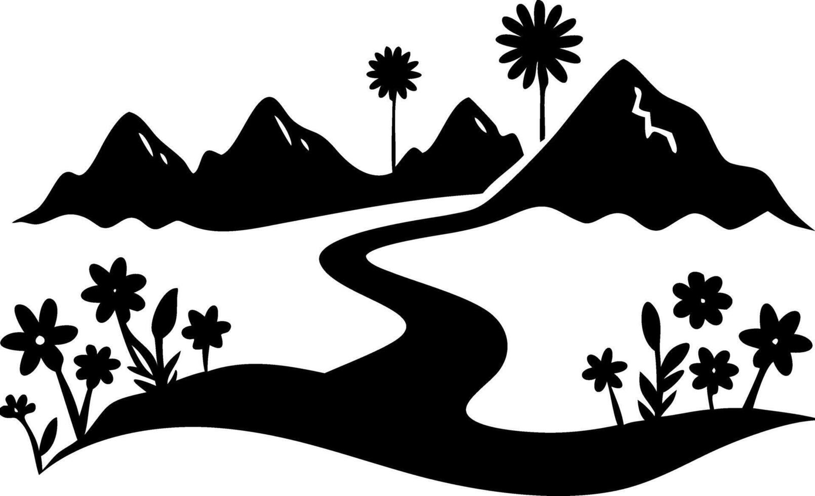 Serene Mountain Landscape Art for Nature Illustrations and Craft Designs vector