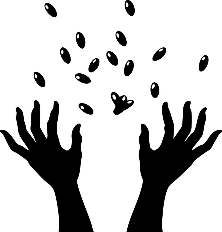 Shadowy Hands Reaching for Mystery Objects Illustration vector