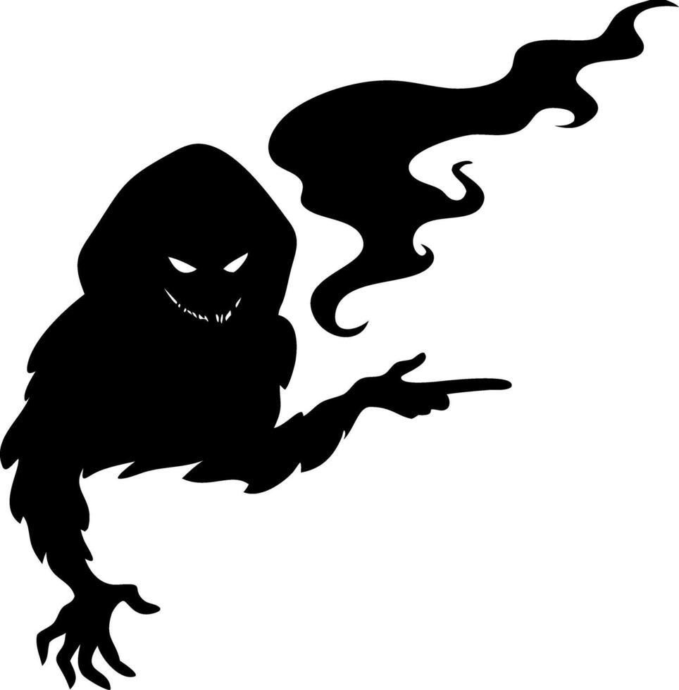 Shadowy Hooded Figure with Pointing Hand for Halloween Designs vector