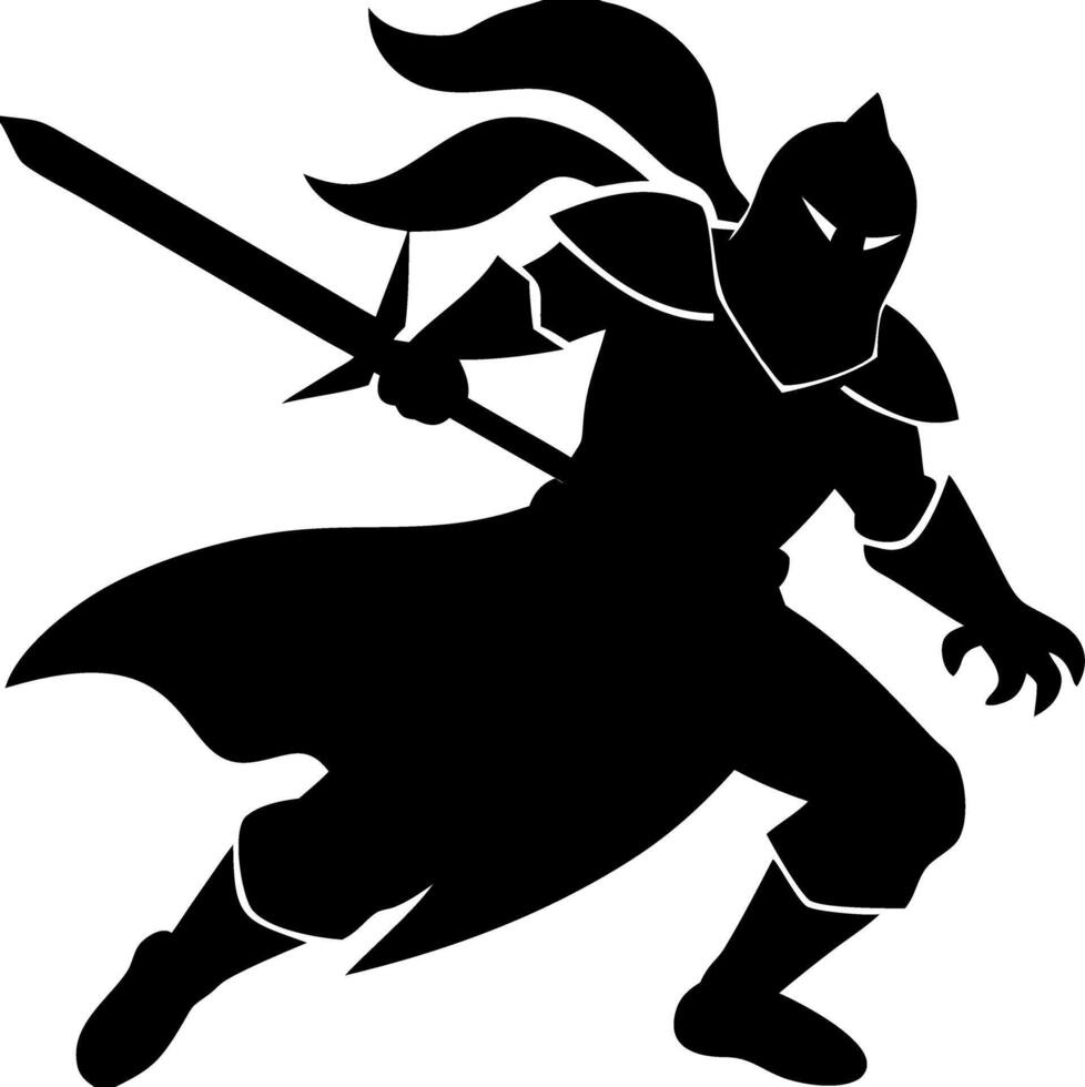 Shadowy Knight Silhouette with Sword for Fantasy Art and Design vector
