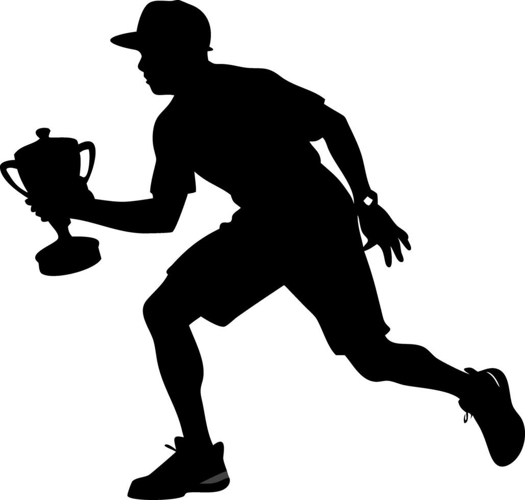 Silhouette Athlete Holding Trophy Winner for Sports Illustration and Design vector