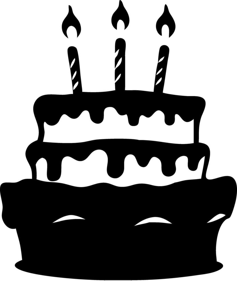 Silhouette Birthday Cake Three Candles Celebration for Invitations and Decorations vector