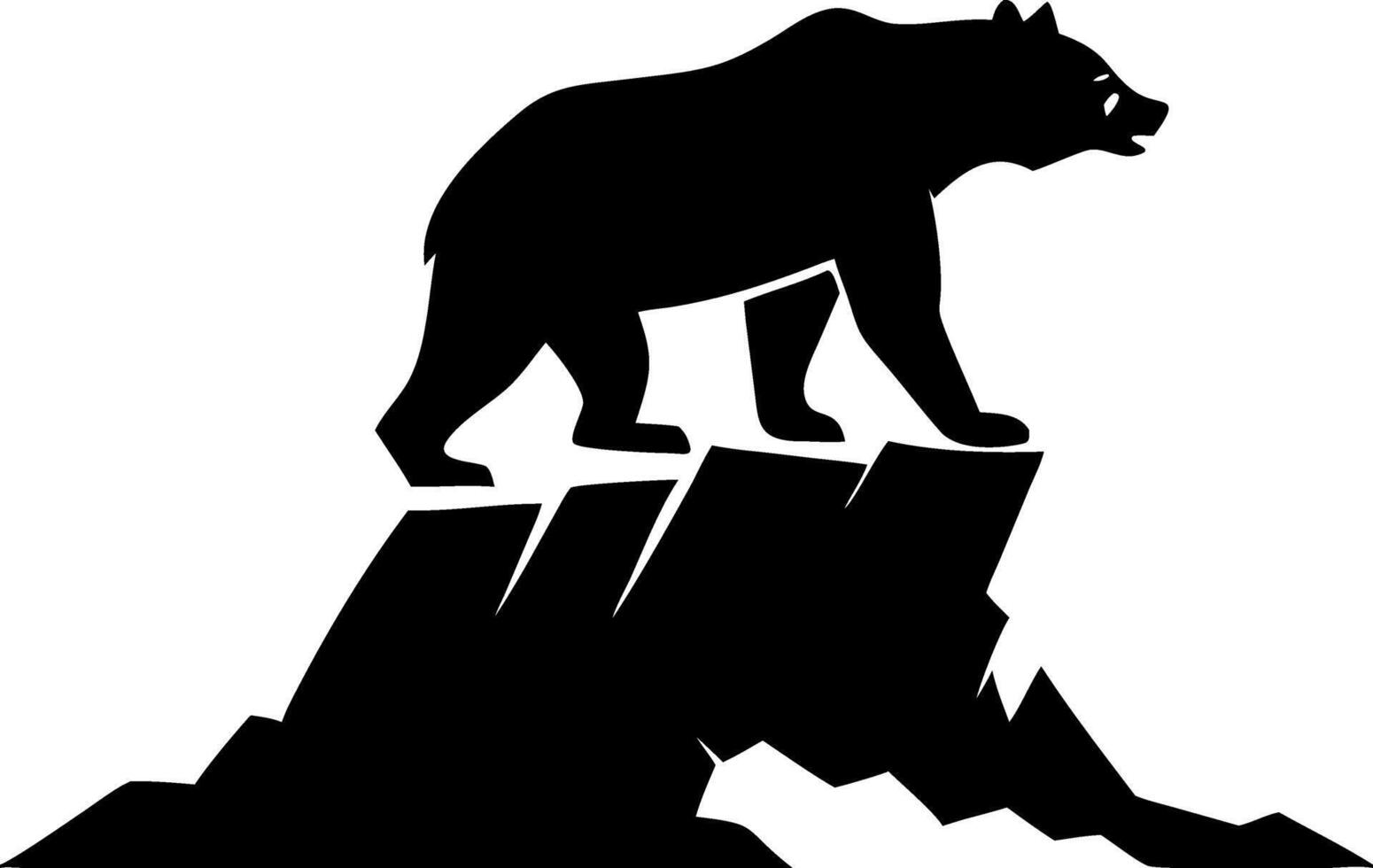 Silhouette Bear Standing on Rocky Cliff for Wildlife Design and Outdoors Art vector