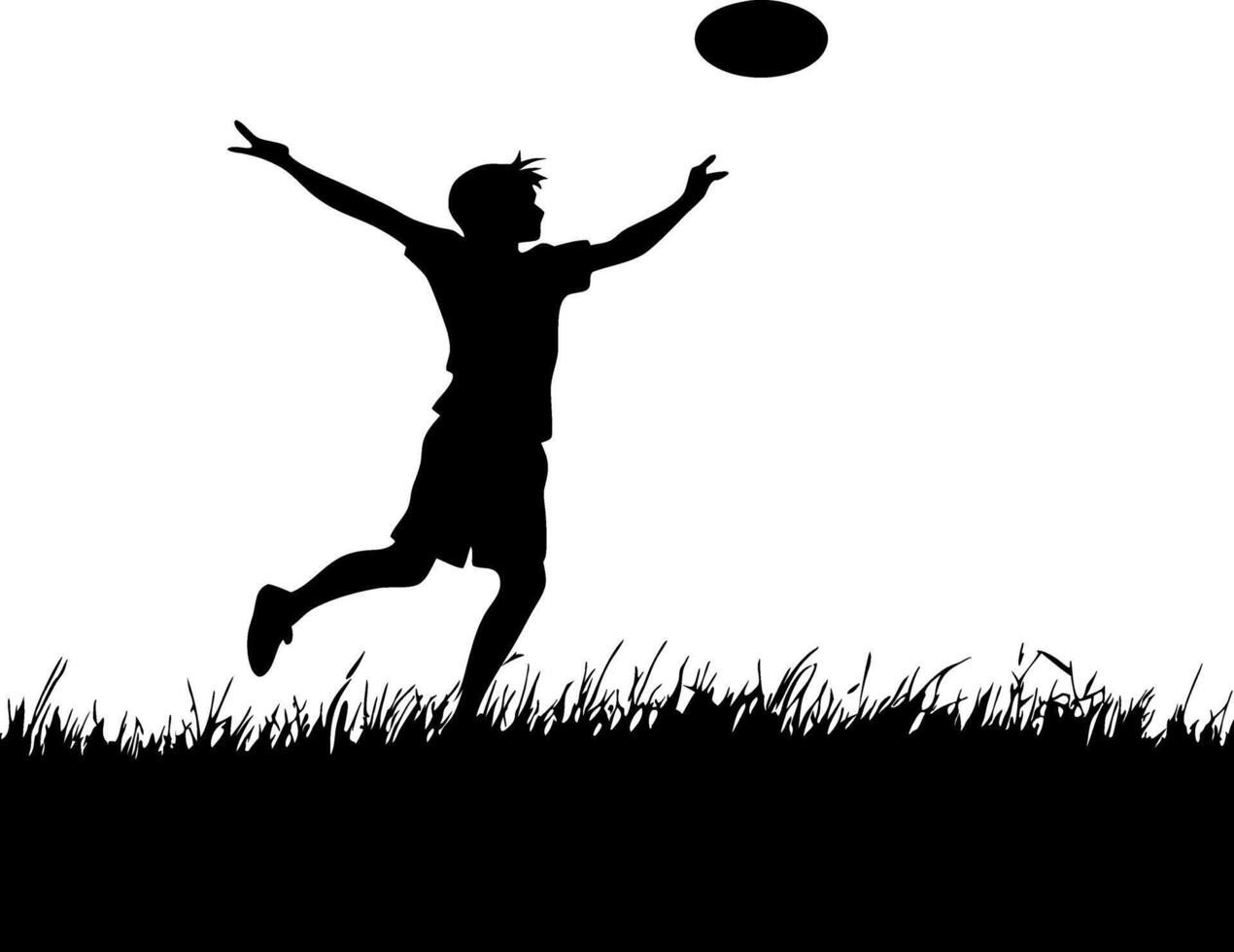 Silhouette Boy Playing Frisbee Outdoor Leisure Activity Illustration vector