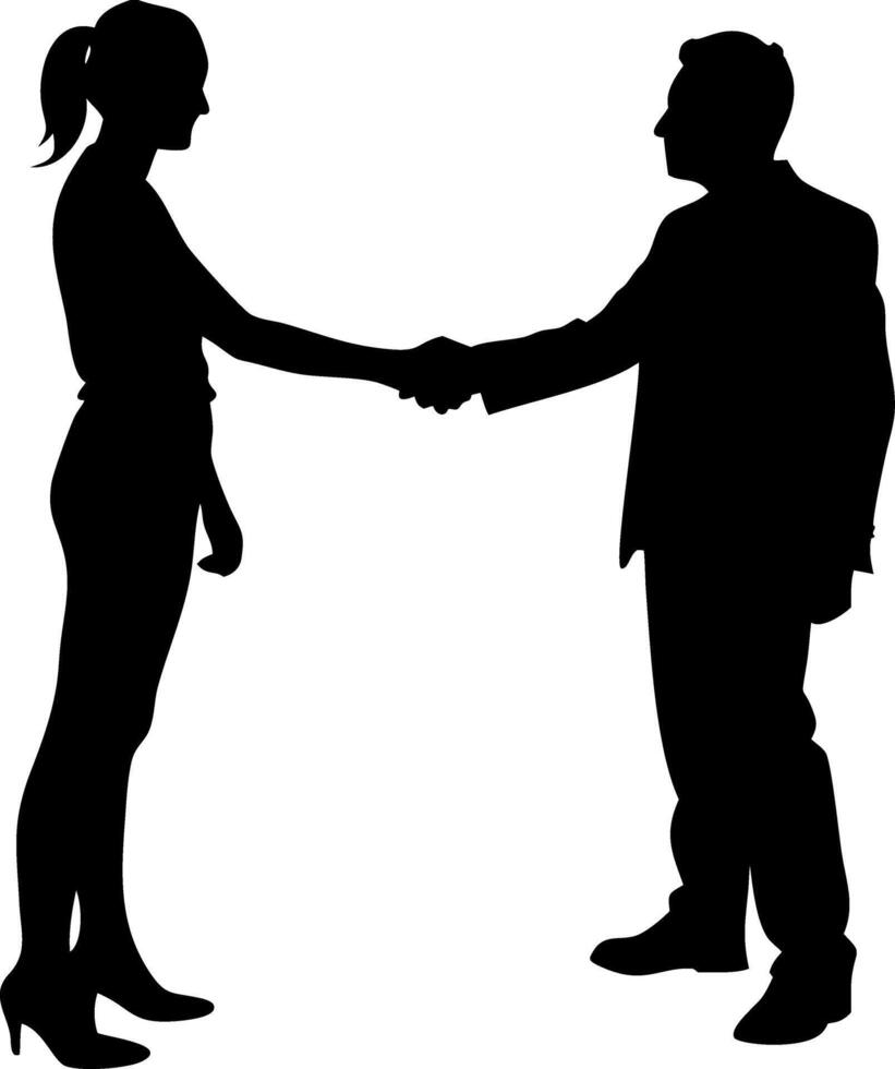 Silhouette Business Handshake Illustration for Professional Agreement Concept vector