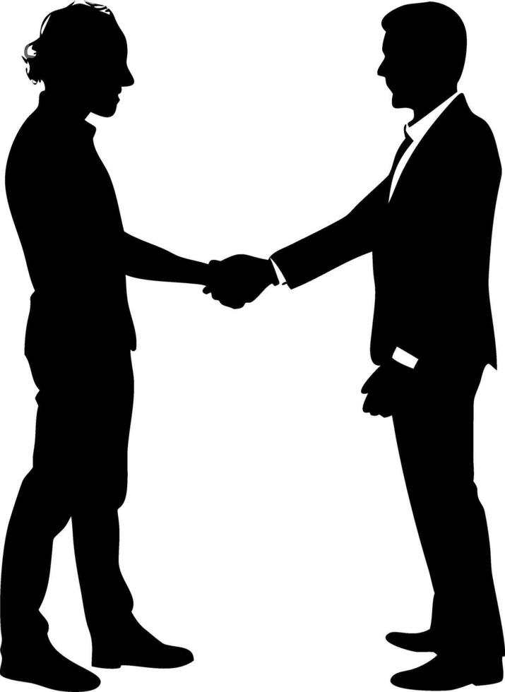 Silhouette Business Agreement Handshake Two Men Illustration vector