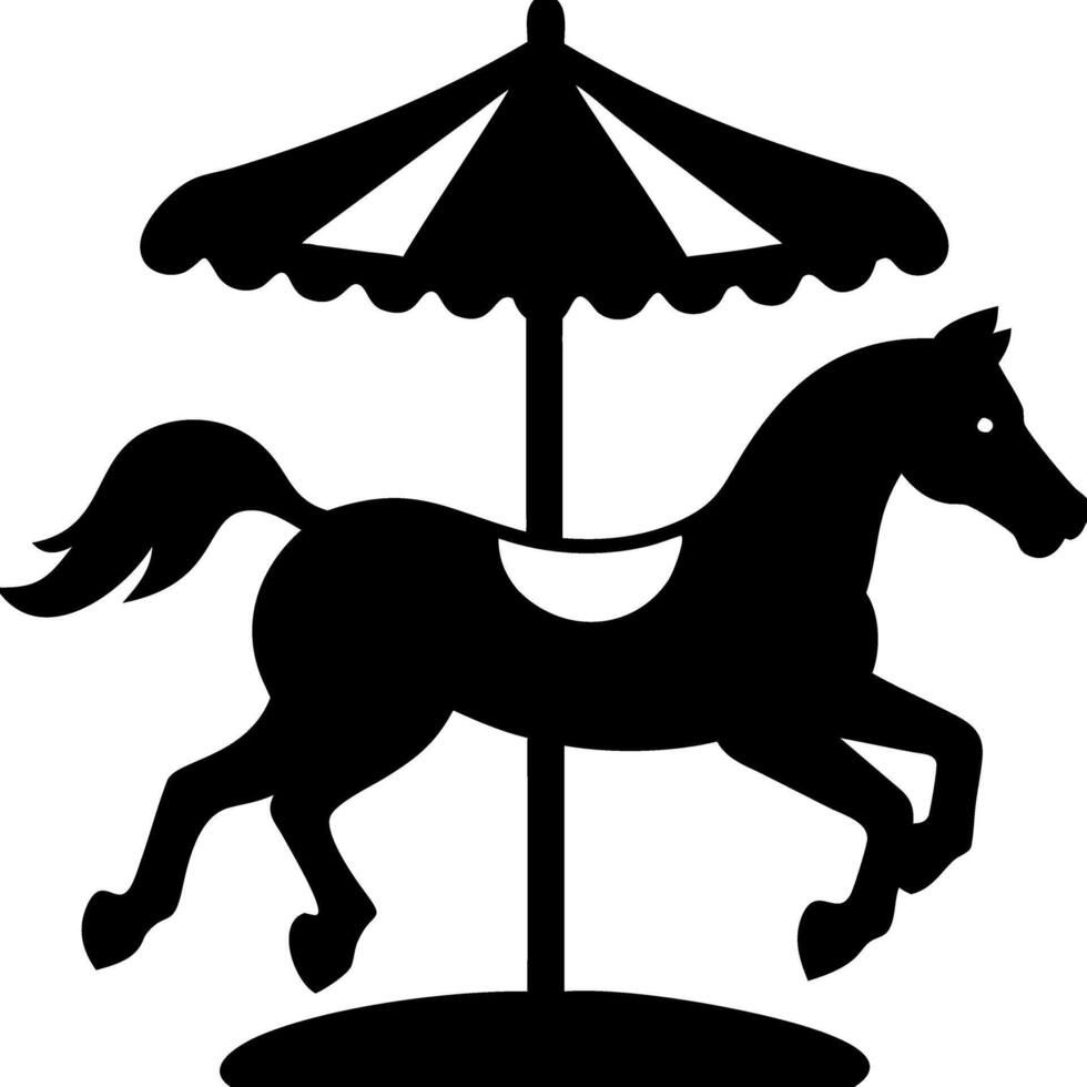 Silhouette Carousel Horse Illustration for Amusement Park Design vector