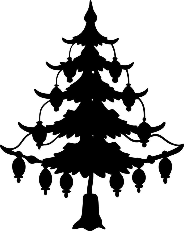 Silhouette Christmas Tree Holiday Decoration Design vector