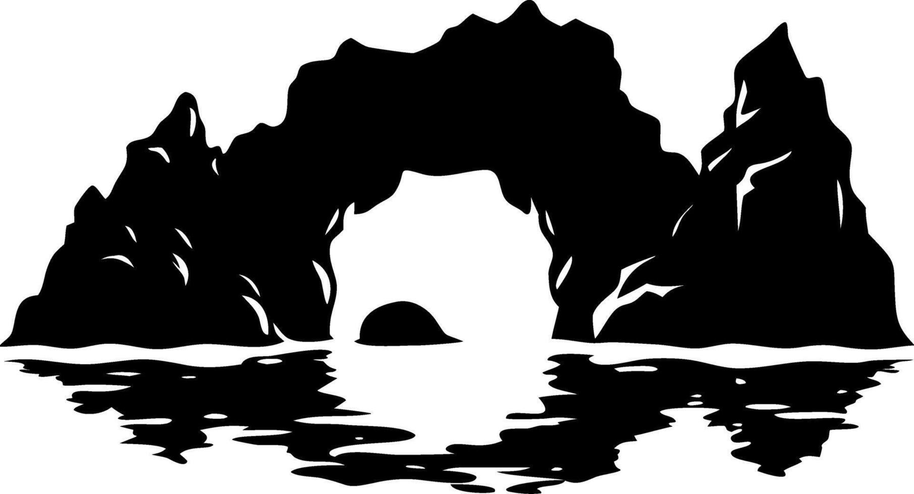 Silhouette Coastal Arch with Reflections for Nautical Designs and Wall Art vector