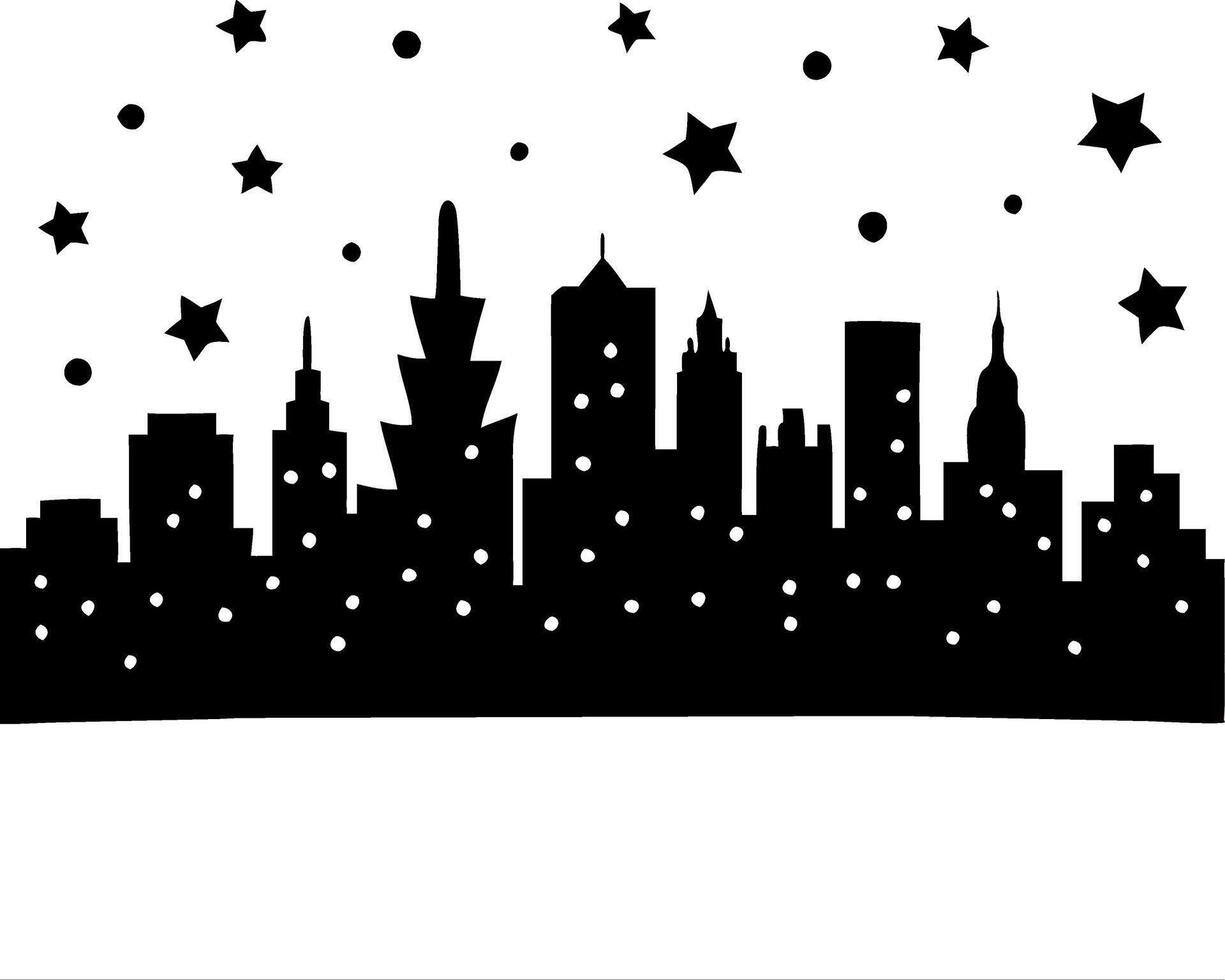 Silhouette City Skyline with Stars Design for Art and Crafts vector