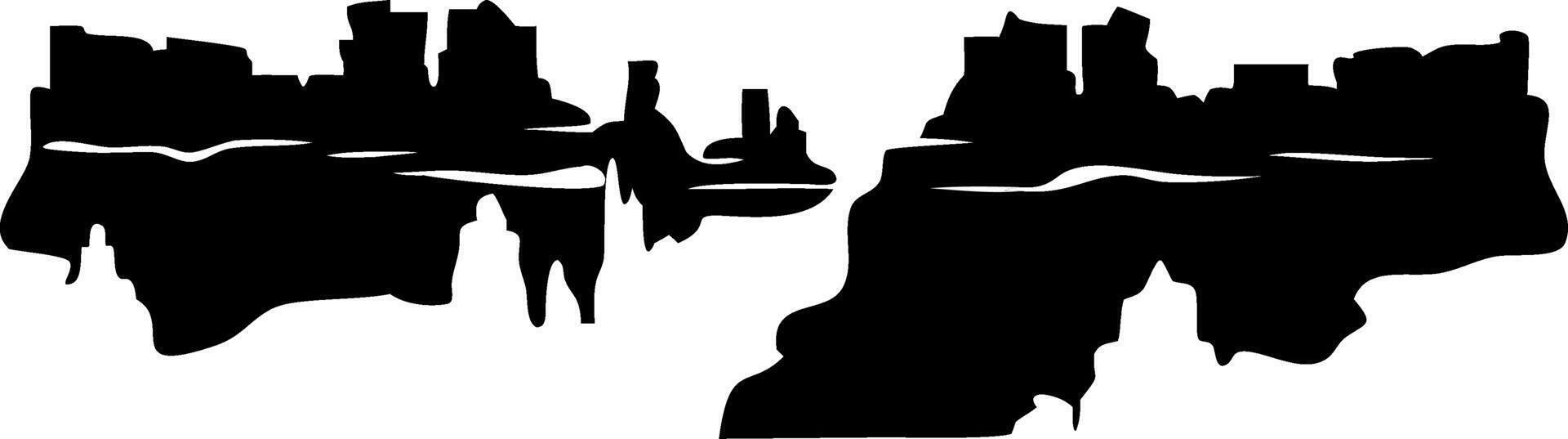 Silhouette Cliff Landscape Art for Tattoo and Design Projects vector