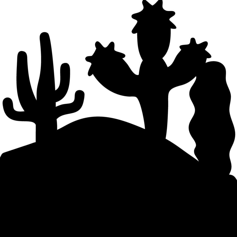 Silhouette Desert Landscape with Cactus Plants Perfect for Artwork and Design Projects vector