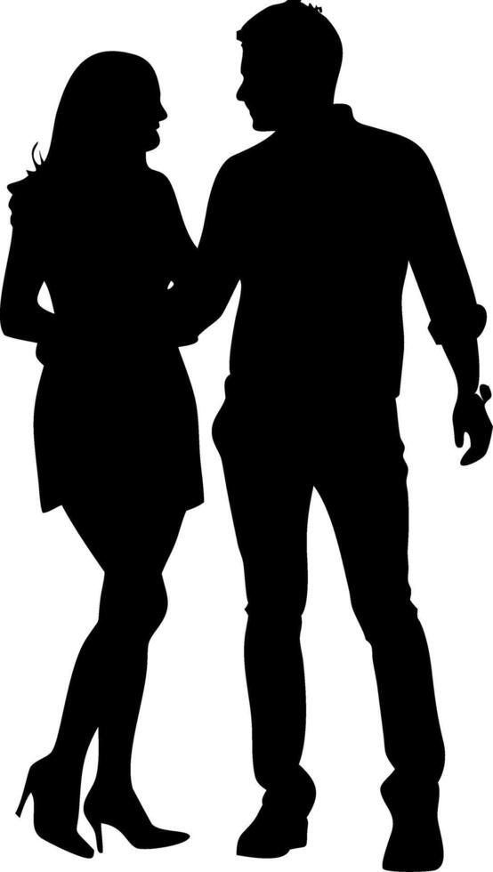 Silhouette Couple Romantic Pose for Love Themed Designs and Illustrations vector