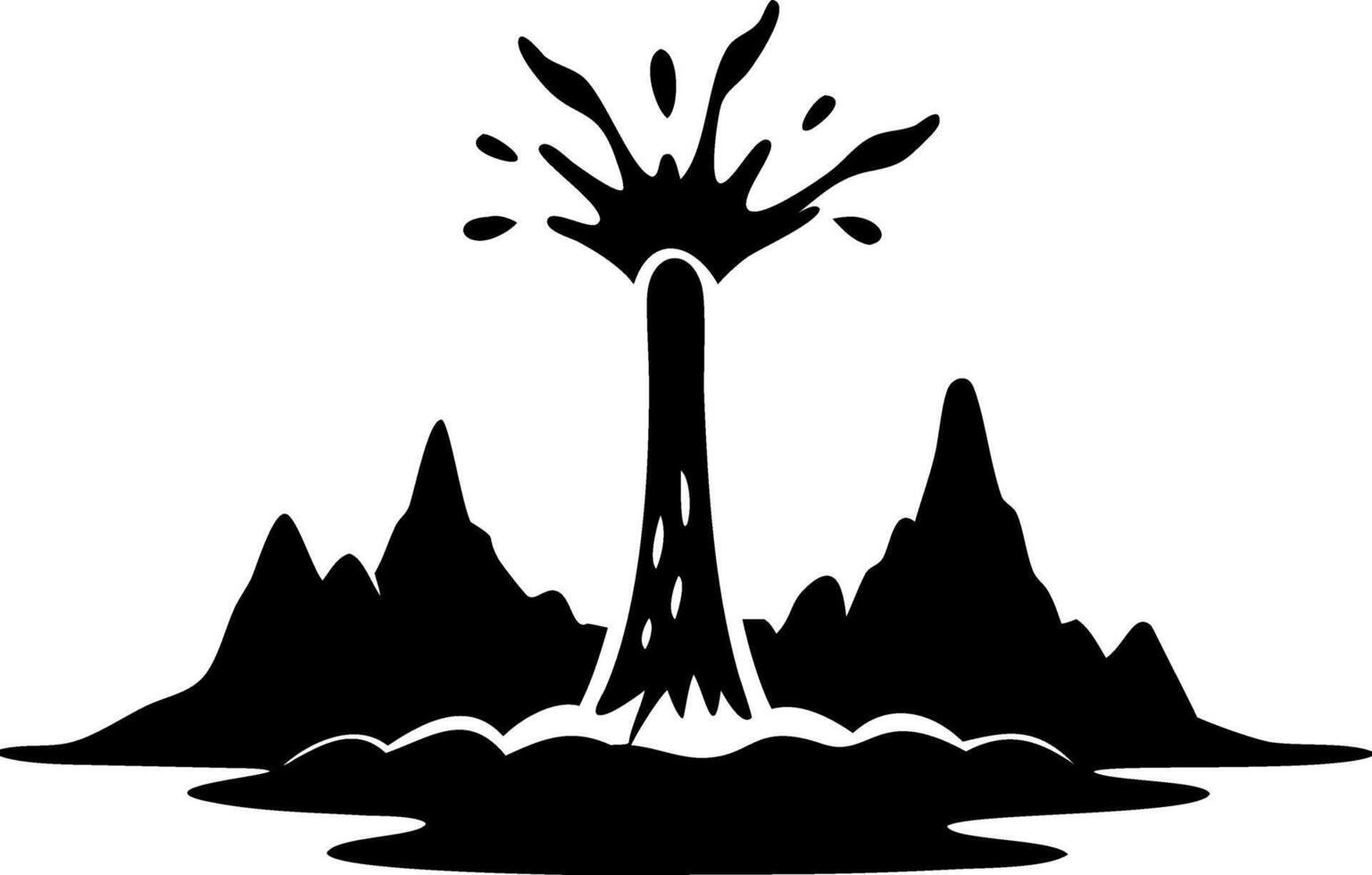 Silhouette Erupting Volcano with Lava Splash Art for Creative Projects vector
