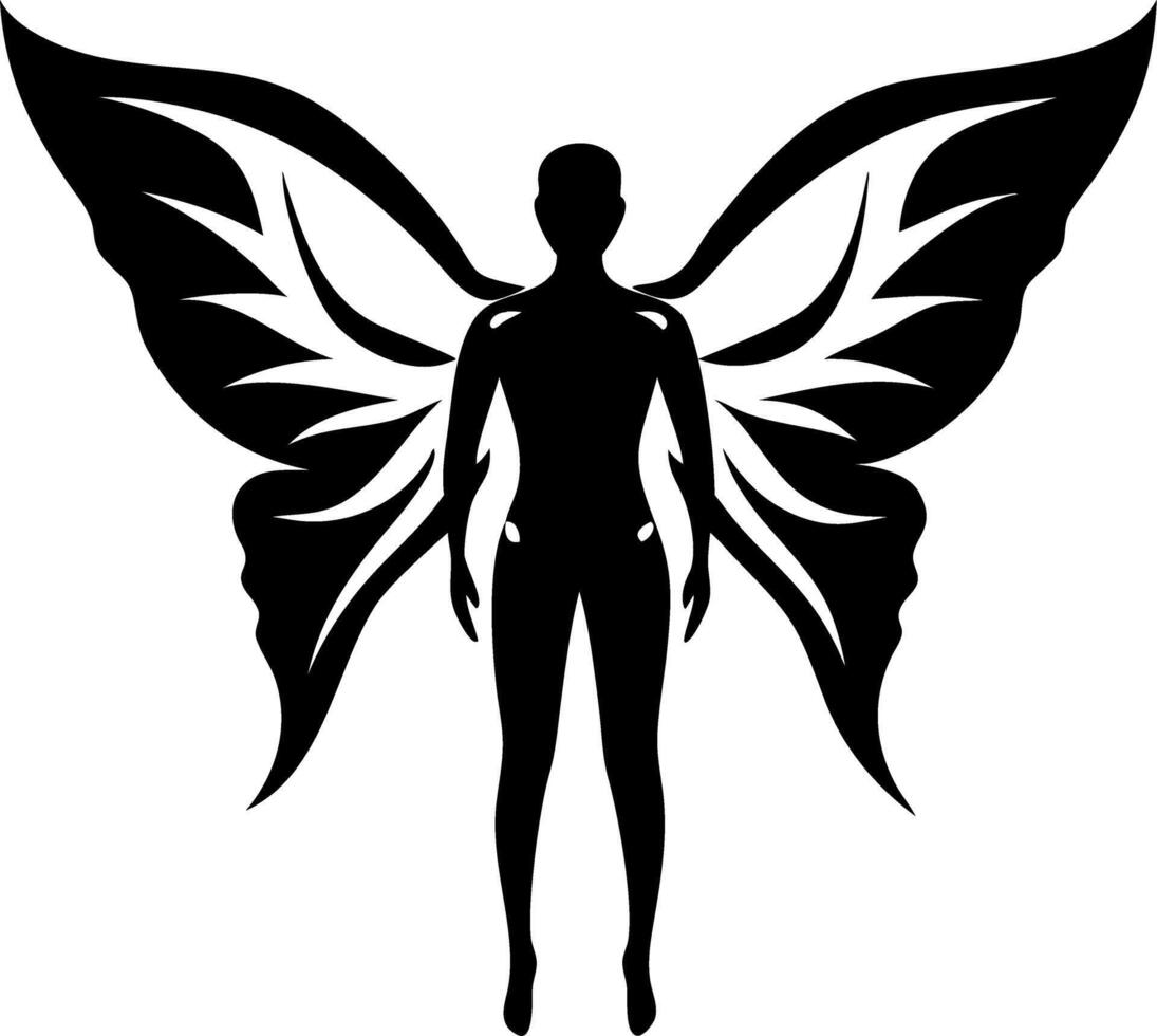 Silhouette Fairy Wings Art Mystical Creature Perfect for Tattoos and Graphic Design vector