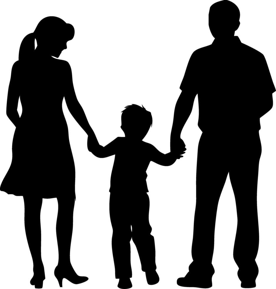 Silhouette Family Holding Hands Symbolizing Unity and Togetherness Art vector