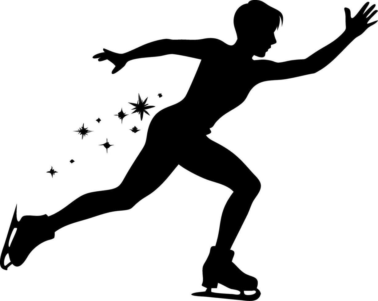 Silhouette Figure Skating Pose with Sparkle Accents for Creative Design vector