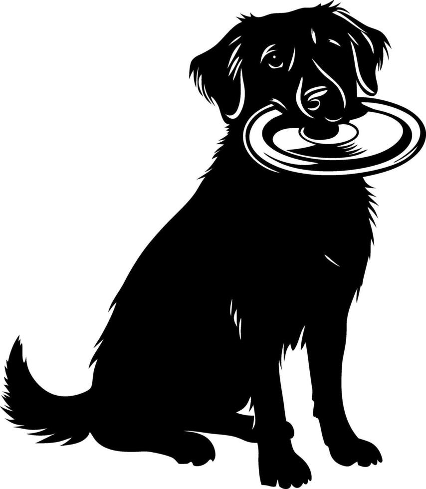 Silhouette Dog Holding Frisbee Art for Pet Lovers and Design Projects vector