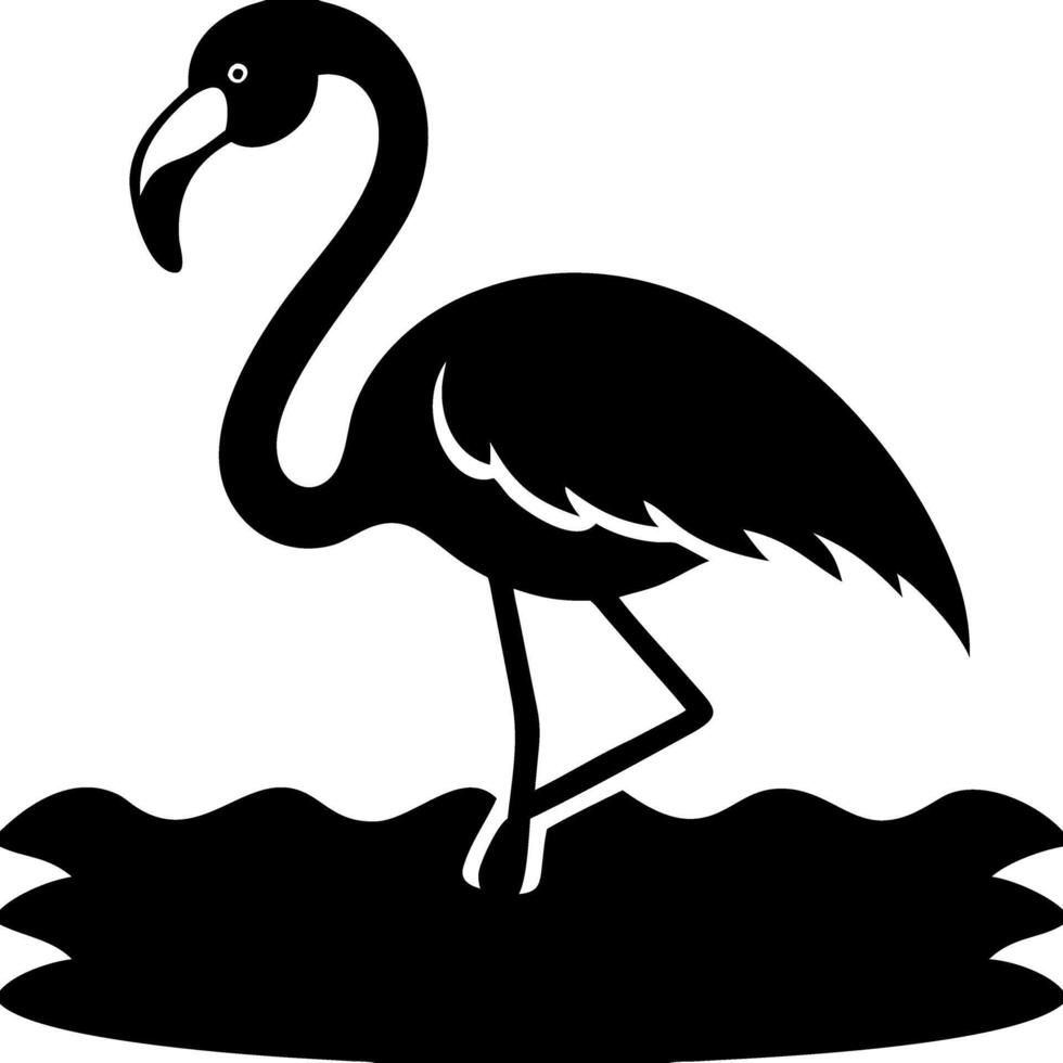 Silhouette Flamingo Standing in Water Perfect for Logo and Tattoo Design vector