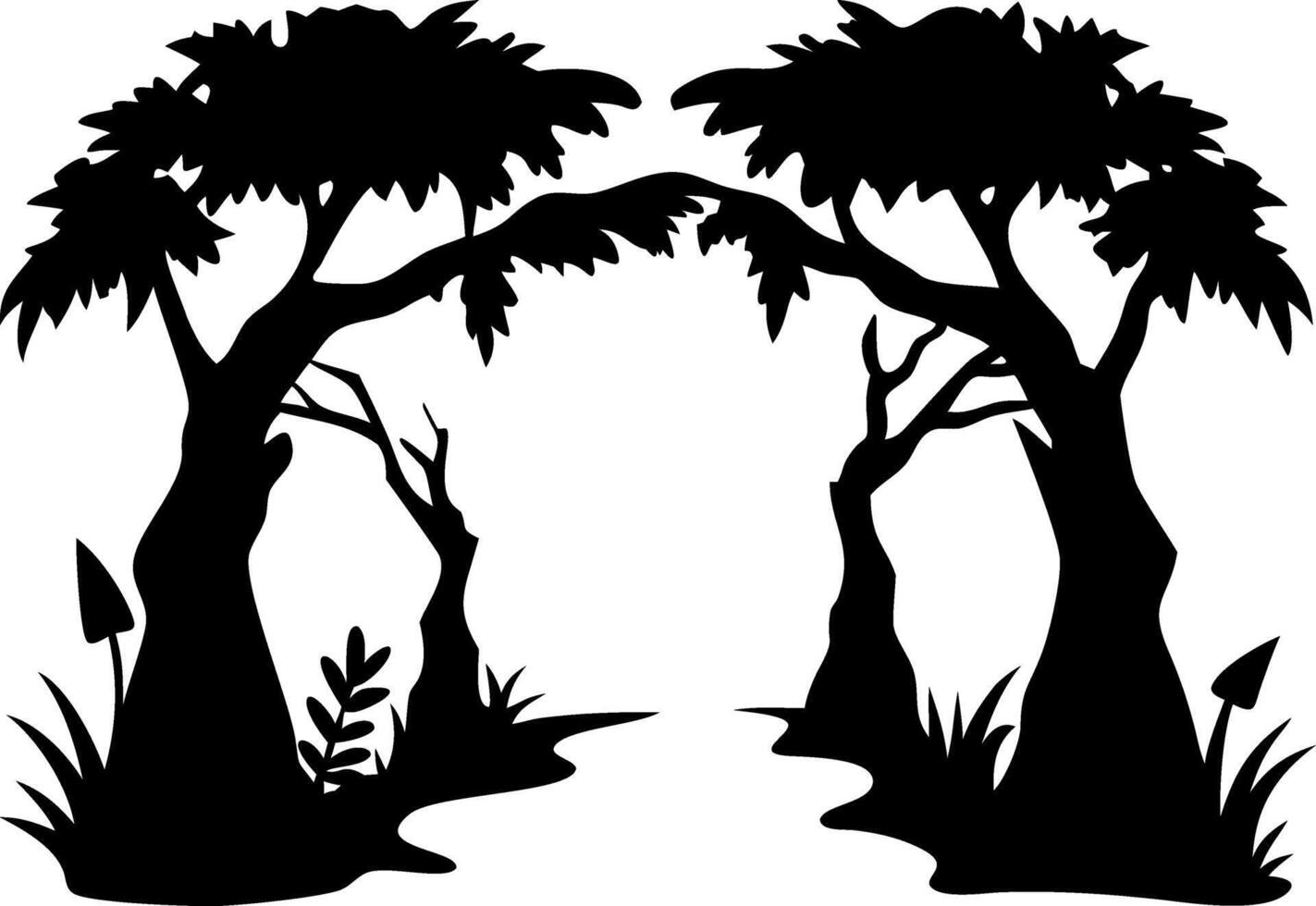 Silhouette Forest Trees Perfect for Nature Art and Coloring Books vector