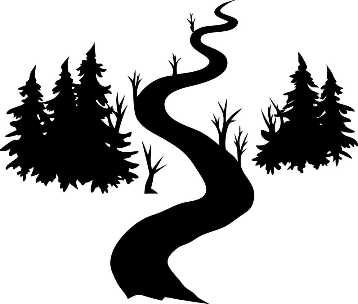 Silhouette Forest Pathway Illustration for Nature Inspired Designs vector