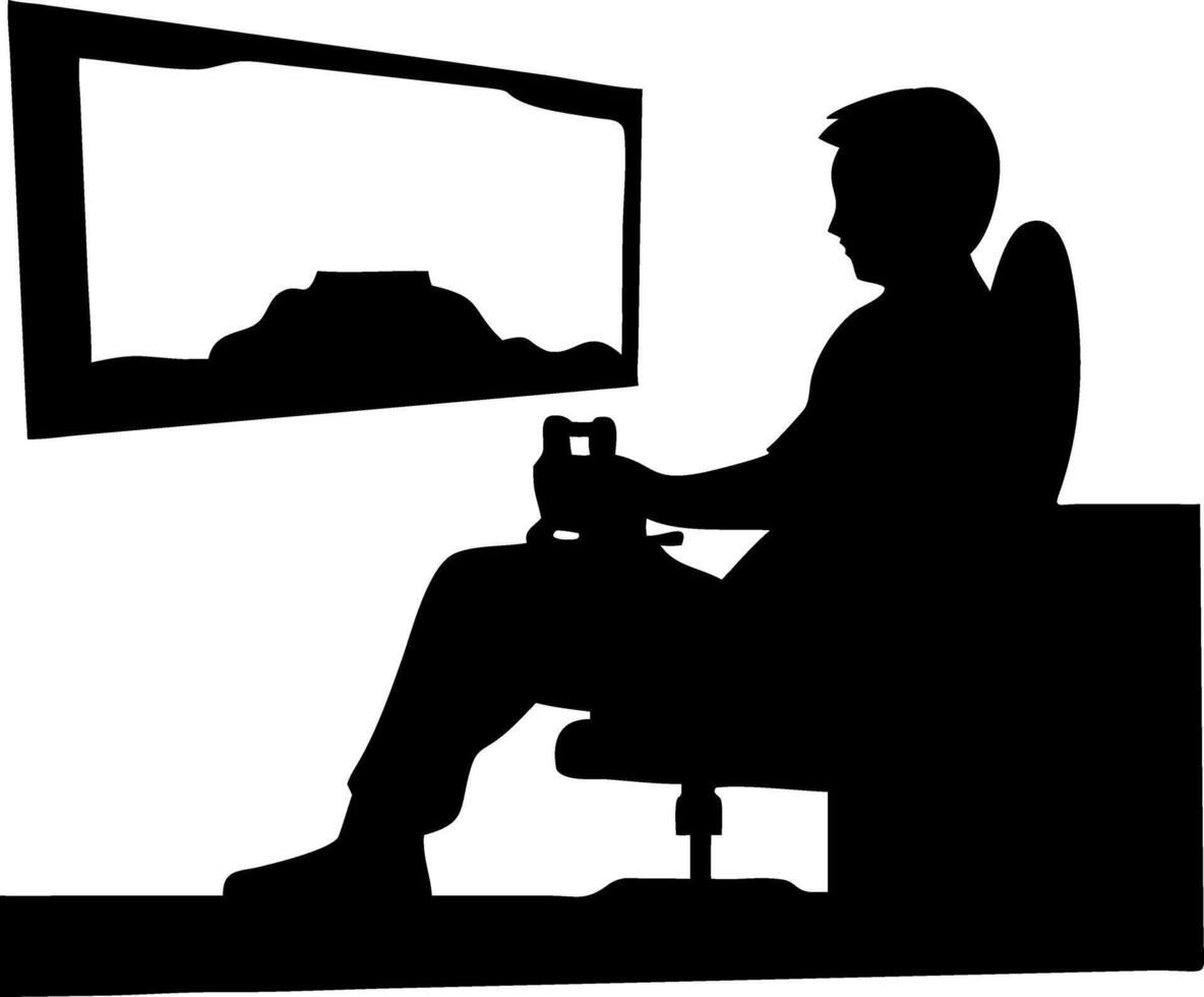 Silhouette Gamer Playing Games Console for Design and Art Projects vector