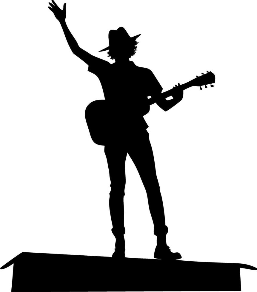 Silhouette Guitarist on Stage for Music Event Posters and Designs vector