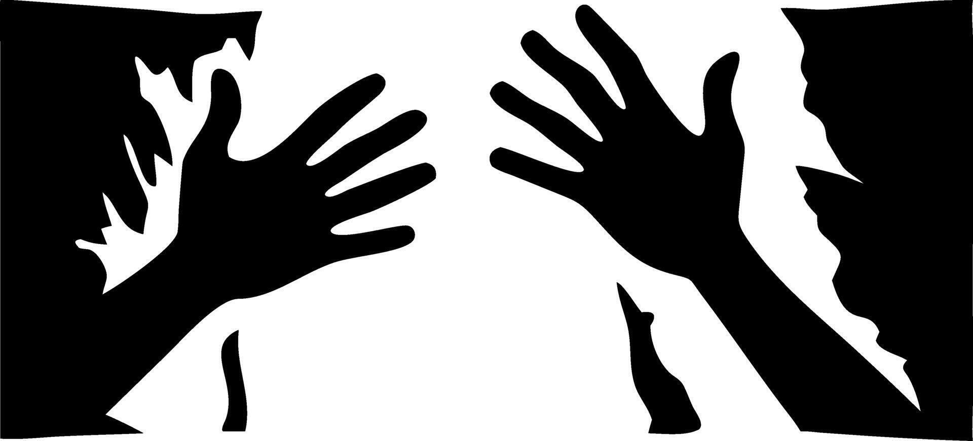 Silhouette Hands Reaching for Creative Designs and Artistic Projects vector