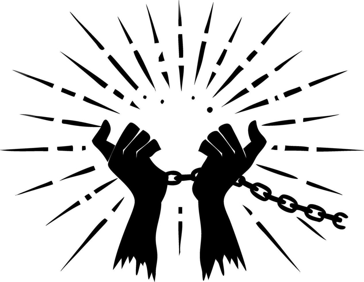 Silhouette Hands Breaking Chains Freedom Liberation Illustration vector