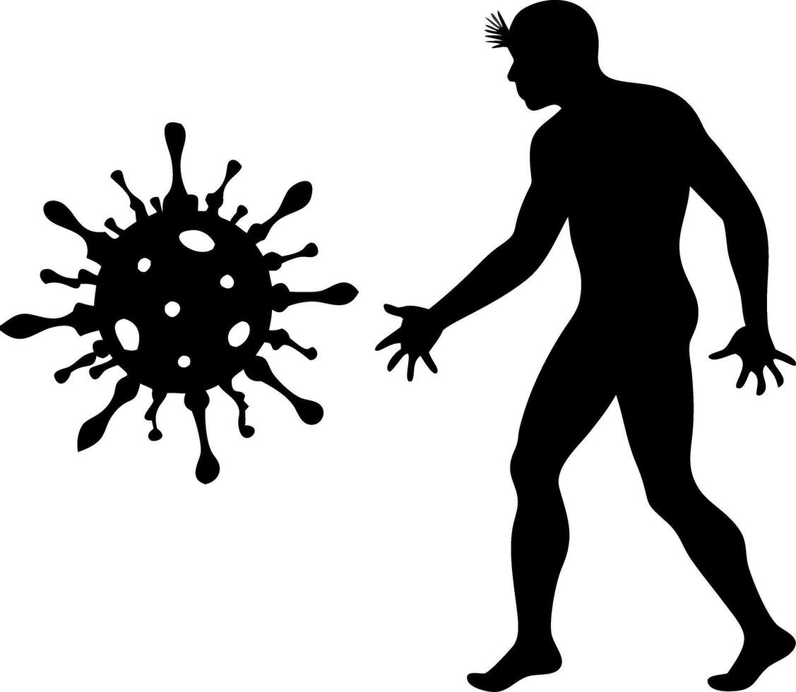 Silhouette Human Confronting Virus Symbol Health Concept vector