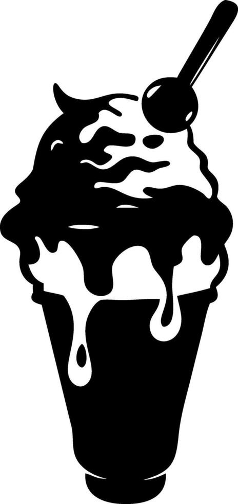 Silhouette Ice Cream Sundae with Spoon Illustration vector
