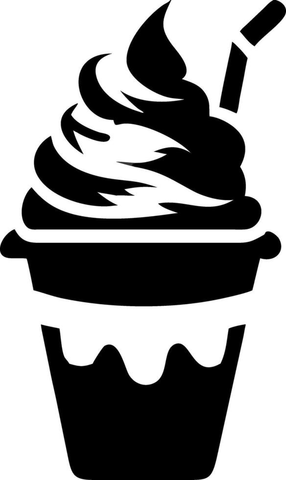 Silhouette Ice Cream Cup with Straw for Design and Illustration vector