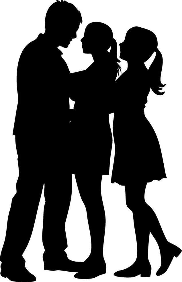 Silhouette Illustration of Love Triangle Relationship Drama Conceptual Art vector