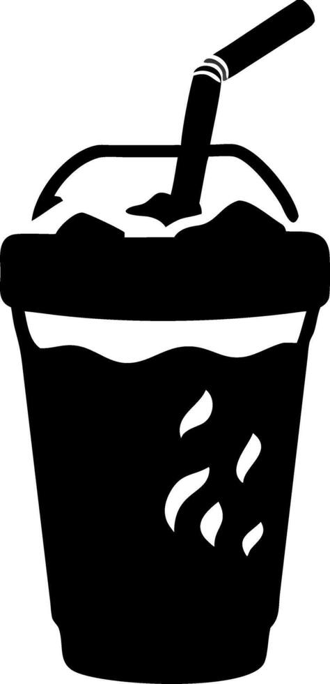 Silhouette Iced Drink with Straw for Cafe Menu and Wall Art Design vector
