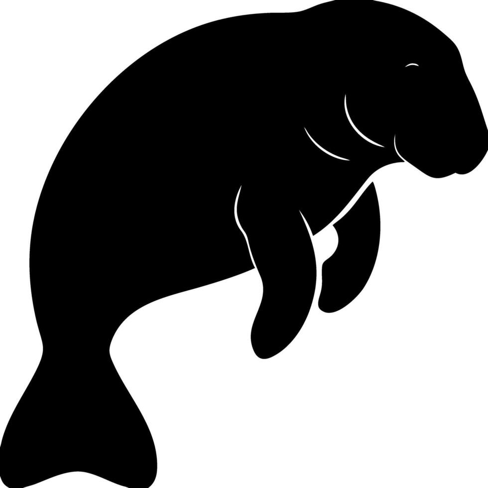 Silhouette Illustration of Graceful Manatee for Artistic and Educational Use vector