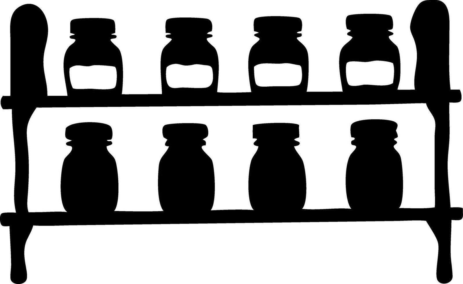 Silhouette Kitchen Spice Rack with Jars for Decorative and Culinary Projects vector