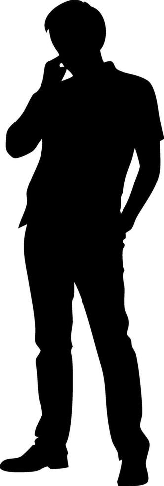 Silhouette Man Talking on Phone Business Communication Illustration vector