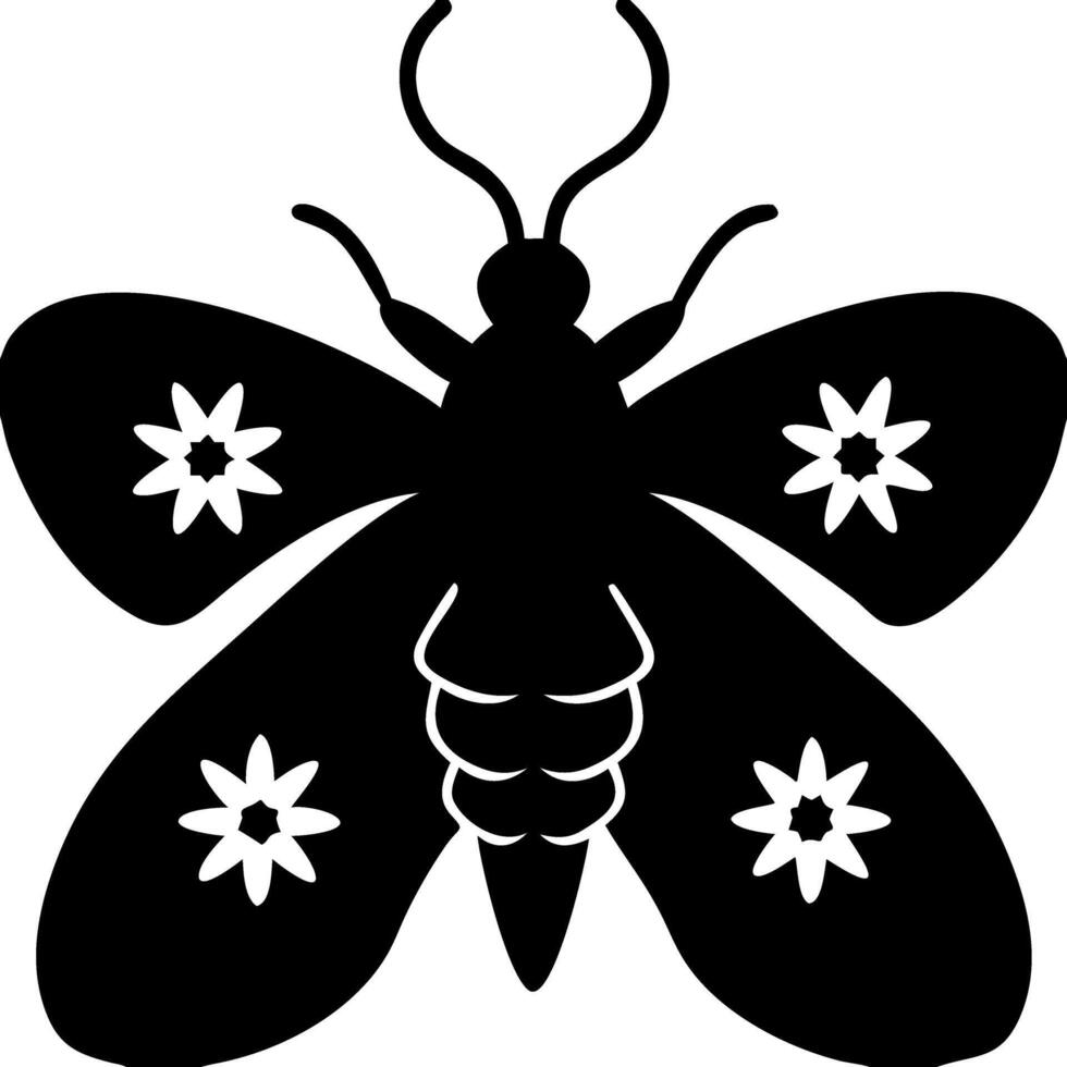 Silhouette Moth with Floral Wing Patterns for Tattoo and Design vector