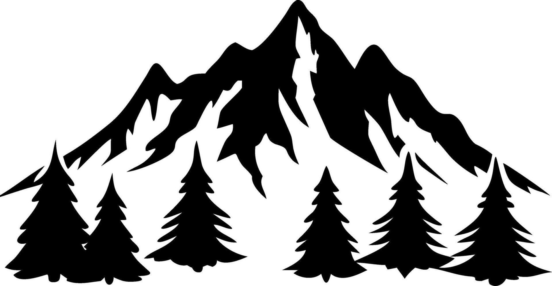 Silhouette Mountain and Pine Trees for Nature Design and Outdoor Themes vector