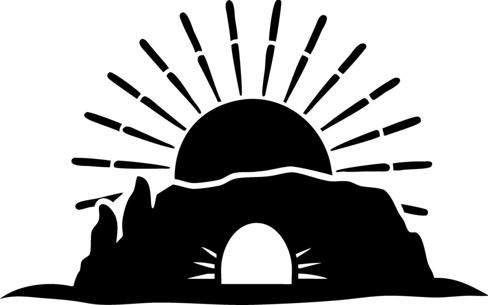 Silhouette Mountain Sunset Art for Tattoo and Design Projects vector